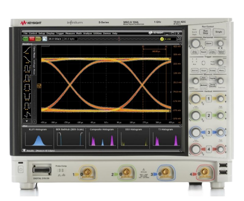 Keysight / Agilent MSOS104A Mixed Signal  Oscilloscope, 1 GHz, 20 GSa/s, 4 Ch., 16 Digital Ch.