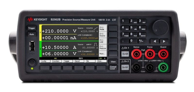 Keysight / Agilent B2902B Precision Source/Measure Unit, 2 Ch, 100 fA, 210 V, 3 A DC/10.5 A Pulse