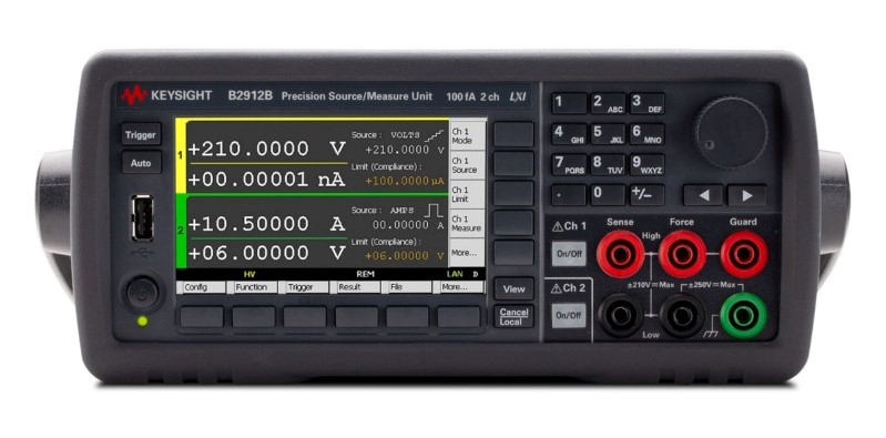 Keysight / Agilent B2912B Precision Source/Measure Unit, 2 Ch, 10 fA, 210 V, 3 A DC/10.5 A Pulse