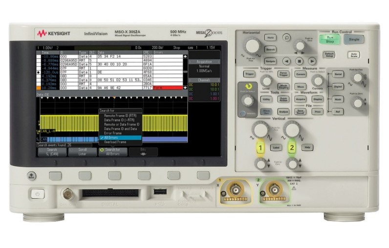 Keysight / Agilent MSOX3052A Oscilloscope, 500 MHz, 2 + 16 Chs., 4 GSa/s