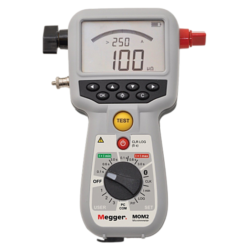Megger (AVO Biddle) MOM2 Hand-held Micro-ohmmeter, 220A/ 1000 mOhm w/ Kelvin Probes