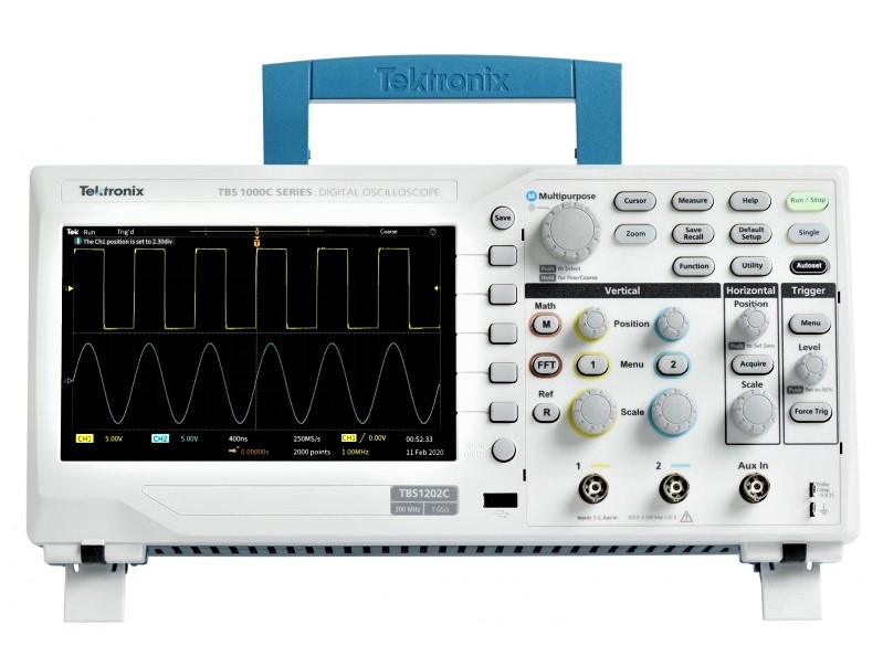 Tektronix TBS1202C Oscilloscope, 200 MHz, 2 GS/s, 2 Ch., 20k point Record Length